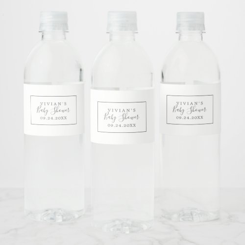 Minimalist Baby Shower Water Bottle Label