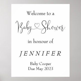 Minimalist Baby Shower Welcome Sign Signage Poster