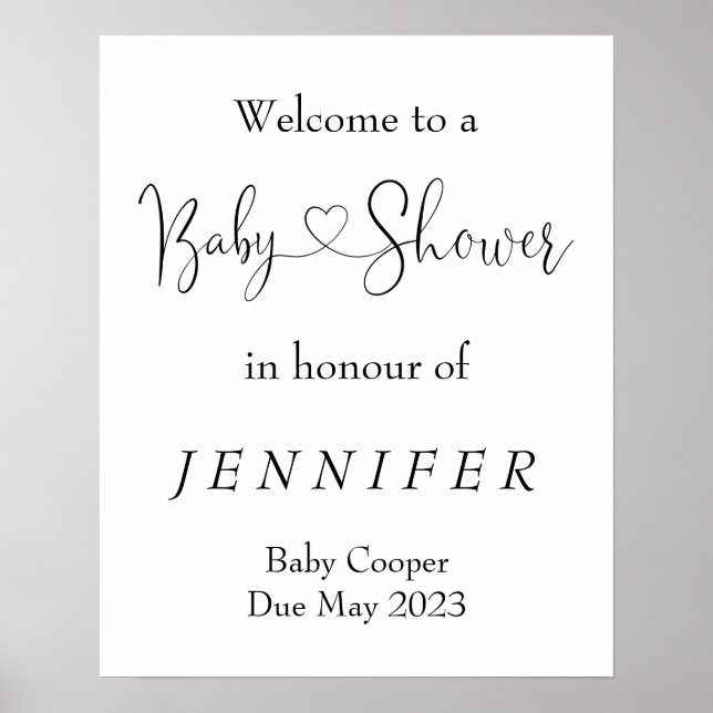 Minimalist Baby Shower Welcome Sign Signage Poster (Front)