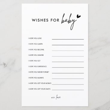 Minimalist Baby Shower Wishes For Baby Advice Card