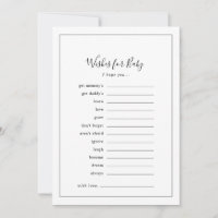 Minimalist Baby Shower Wishes for Baby Advice Card