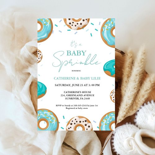 Minimalist Baby Sprinkle Boy Blue Baby Shower  Invitation