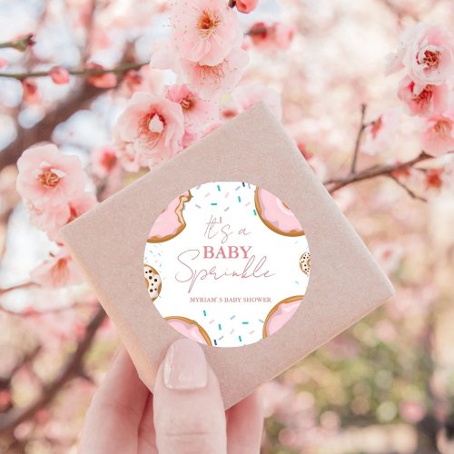 Minimalist Baby Sprinkles Baby shower  Classic Round Sticker