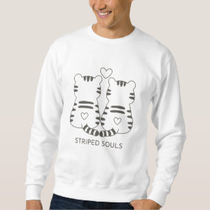 Minimalist Baby Tiger Couple Line Art – Wedding Gi Sweatshirt