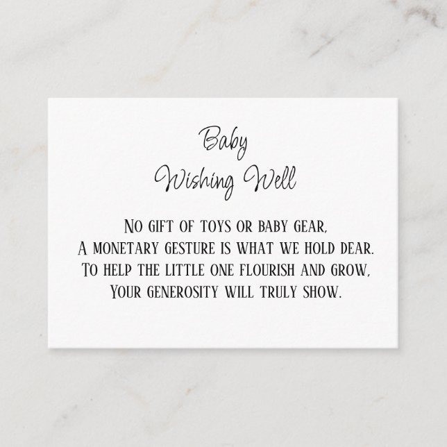 Minimalist Baby Wishing Well Monetary Contribution Enclosure Card (Front)