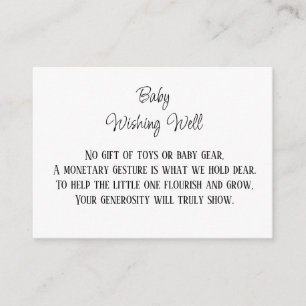 Minimalist Baby Wishing Well Monetary Contribution Enclosure Card
