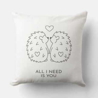 Minimalist BabyAnimal Couple Line Art–Wedding Gift Throw Pillow
