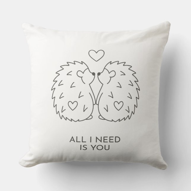 Minimalist BabyAnimal Couple Line Art–Wedding Gift Throw Pillow (Front)