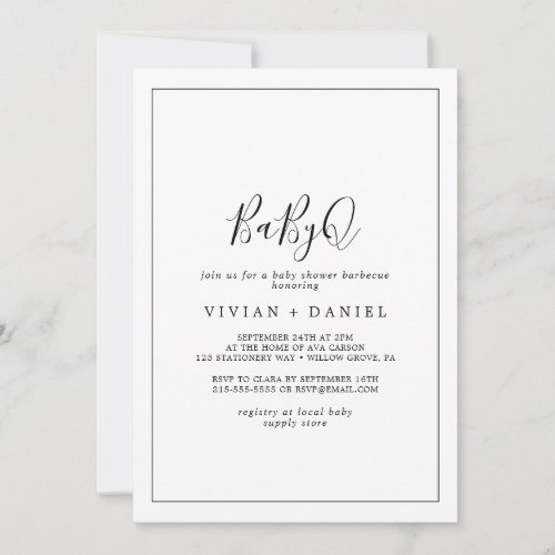 Minimalist BabyQ Baby Shower Barbecue Invitation