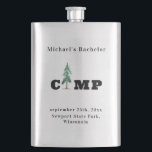 Minimalist Bachelor Camp Pine Tree Modern Monogram Flask<br><div class="desc">Minimalist Bachelor Camp Pine Tree Modern Monogram Flask
A classy gift for your groomsmen with the word CAMP in bold black letters combined with a tall pine tree. Perfect gifts for the bachelor or wedding parties.</div>
