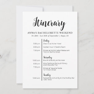 Minimalist Bachelorette Itinerary Invitation