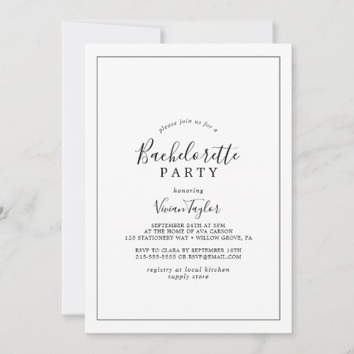 Minimalist Bachelorette Party Invitation