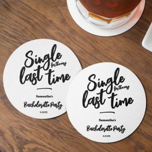 Minimalist Bachelorette Party Round Paper Coaster