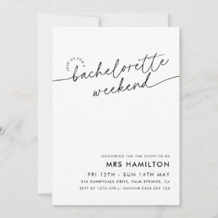Minimalist Bachelorette Party Weekend Itinerary Invitation