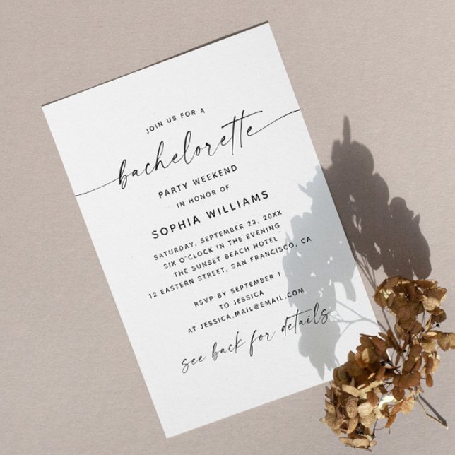 Minimalist Bachelorette Party Weekend Itinerary Invitation (Creator Uploaded)