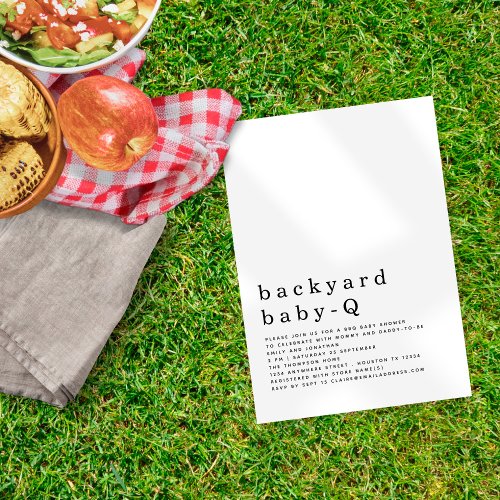 Minimalist Backyard Baby Q BBQ Shower Invitation