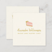 Minimalist Baker Hand Drawn Cake Personalized Square Business Card (Front/Back)