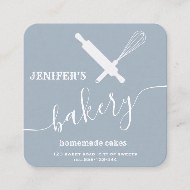 Minimalist bakery  square business card (Front)