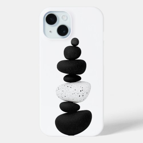 Minimalist Balanced Zen Stones Mindfulness  iPhone 15 Case