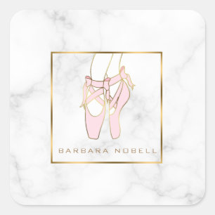 Minimalist Ballerina Marble Ballet Slippers Square Sticker