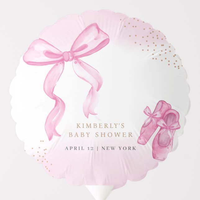 Minimalist Ballerina Shoes Bow Baby Shower Balloon (Front)