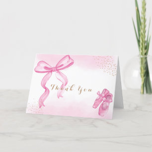 Minimalist Ballerina Shoes Bow Baby Shower Letterpress Thank You Card