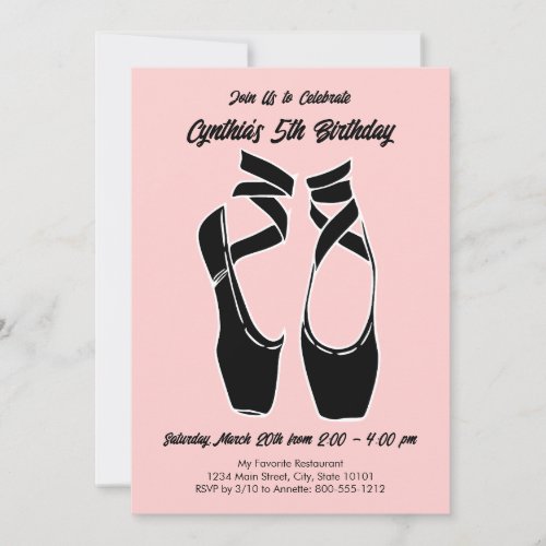 Minimalist Ballet Birthday Party Invitation