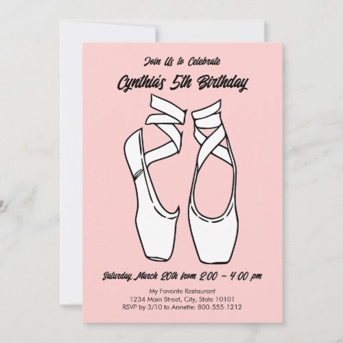Minimalist Ballet Birthday Party Invitation