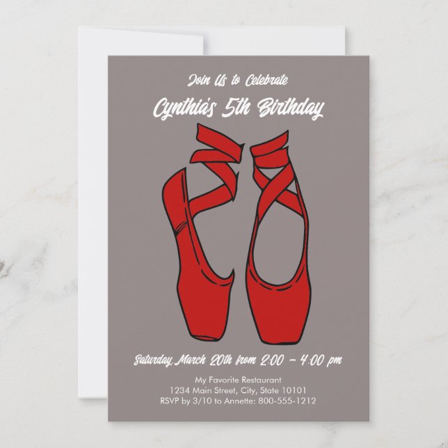 Minimalist Ballet Birthday Party Invitation (Front)