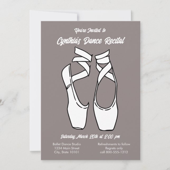 Minimalist Ballet Dance Recital Invitation (Front)