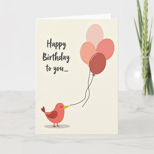 Minimalist Balloon Birthday Card (Front)