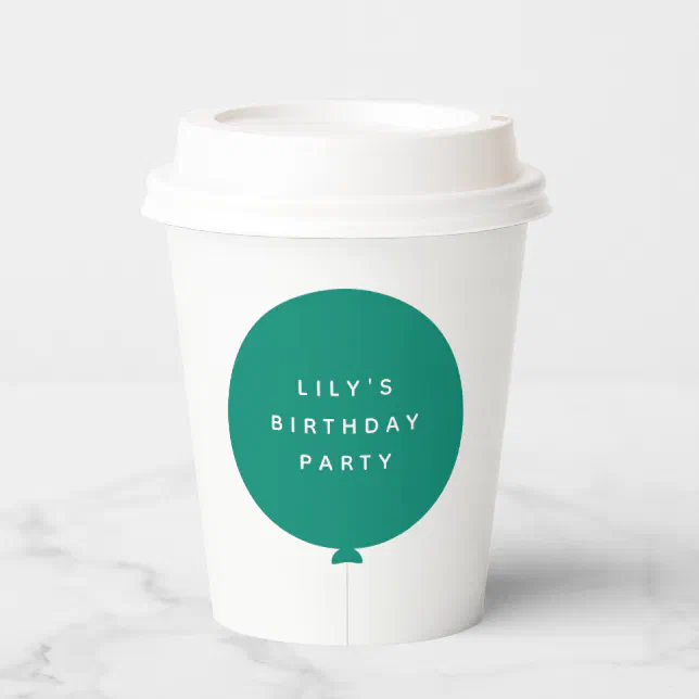 Minimalist Balloon | Green Kid's Birthday Party Paper Cups | Zazzle
