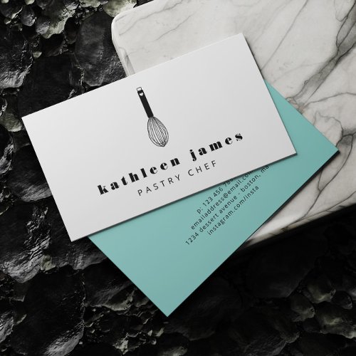 Minimalist Balloon Whisk Chef Business Card