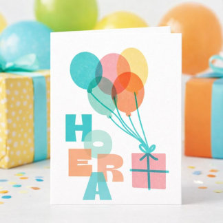 Minimalist Balloons Gift Hooray Birthday Card