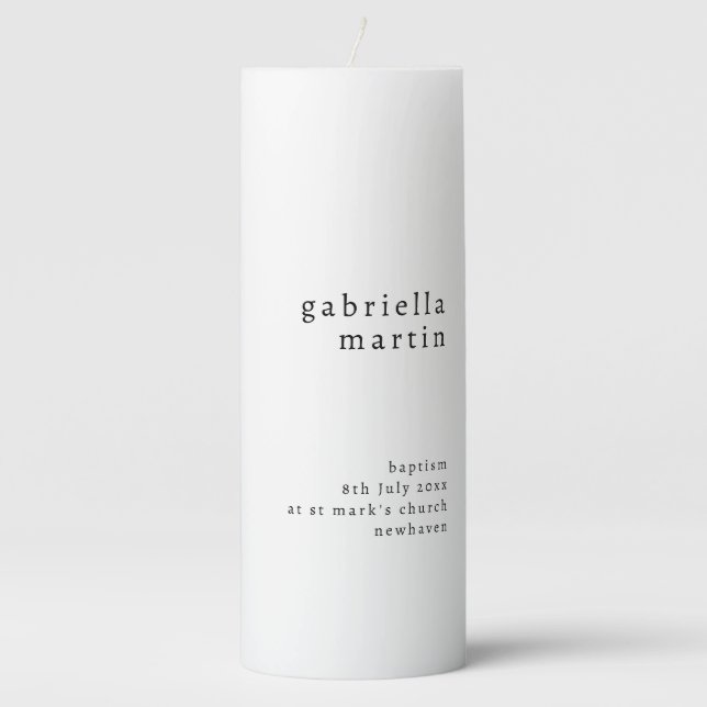 Minimalist Baptism Candle (Front)