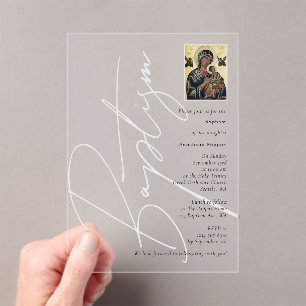 Minimalist Baptism Christening Greek Orthodox  Acrylic Invitations