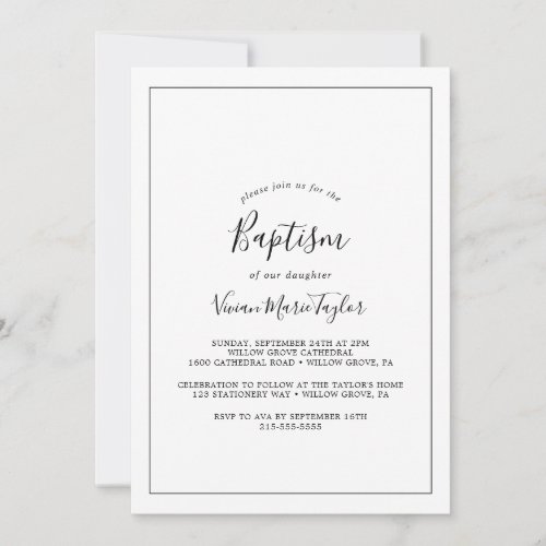 Minimalist Baptism Invitation