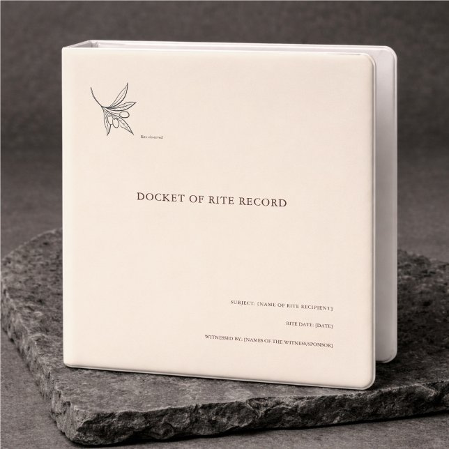 Minimalist Baptism Keepsake Documents  3 Ring Binder (Baptism documents binder)