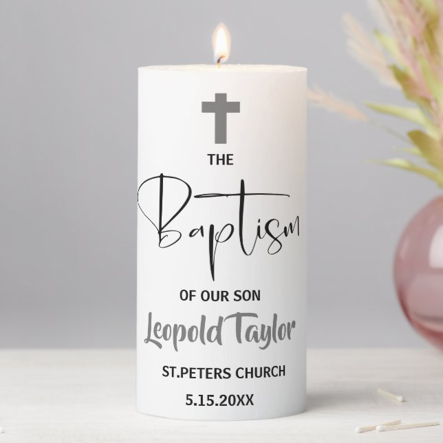 Minimalist Baptism  Pillar Candle (In Situ)