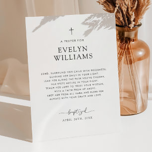 Minimalist Baptism Prayer Personalized Pedestal Sign