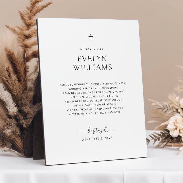Minimalist Baptism Prayer Personalized Tabletop Plaque (Creator Uploaded)