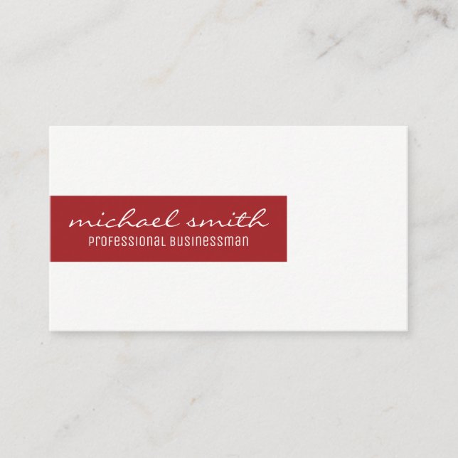 Minimalist / Bar Accent (Red) Business Card (Front)
