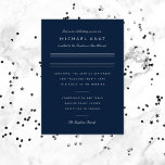 Minimalist Bar Mitzvah Navy Blue Silver Foil Invitation<br><div class="desc">Minimalist layout in real foil. Choose from gold,  rose gold or silver foil on custom color background to match your event.</div>