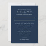 Minimalist Bar Mitzvah Navy Blue Silver Invitation<br><div class="desc">Minimalist layout. Change the color and fonts even the lines and custom color background to match your event.</div>