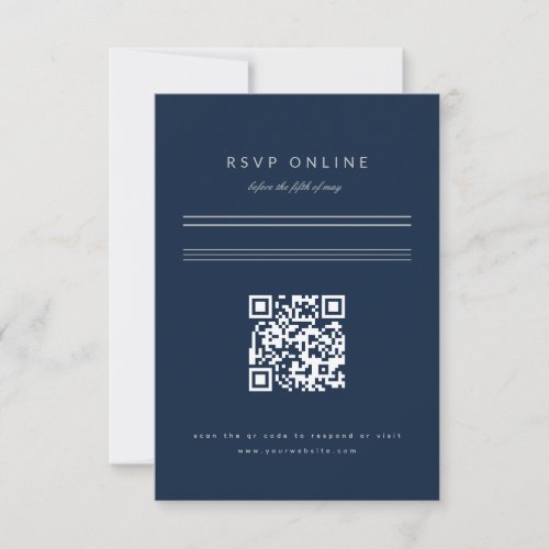 Minimalist Bar Mitzvah Navy Blue Silver QR Code