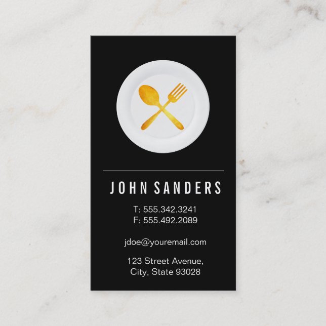 Minimalist Bar Plate Silverware Business Card (Front)