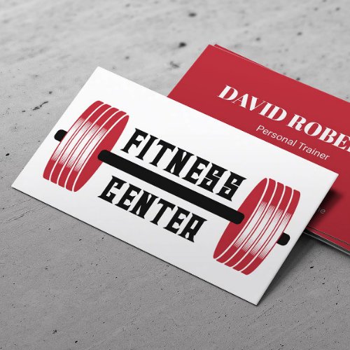 Minimalist Barbell Fitness Personal Trainer  Business Card