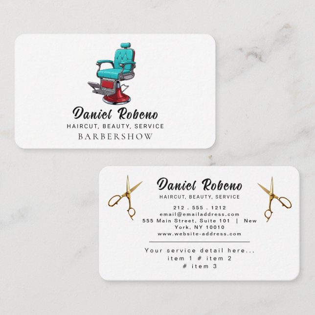 Minimalist Barber Shop Business Card (Front/Back)