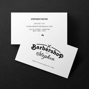 Minimalist Barbershop Hairstylist Scissor White Business Card