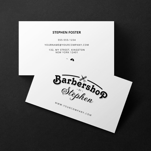 Minimalist Barbershop Hairstylist Scissor White Business Card (Creator Uploaded)